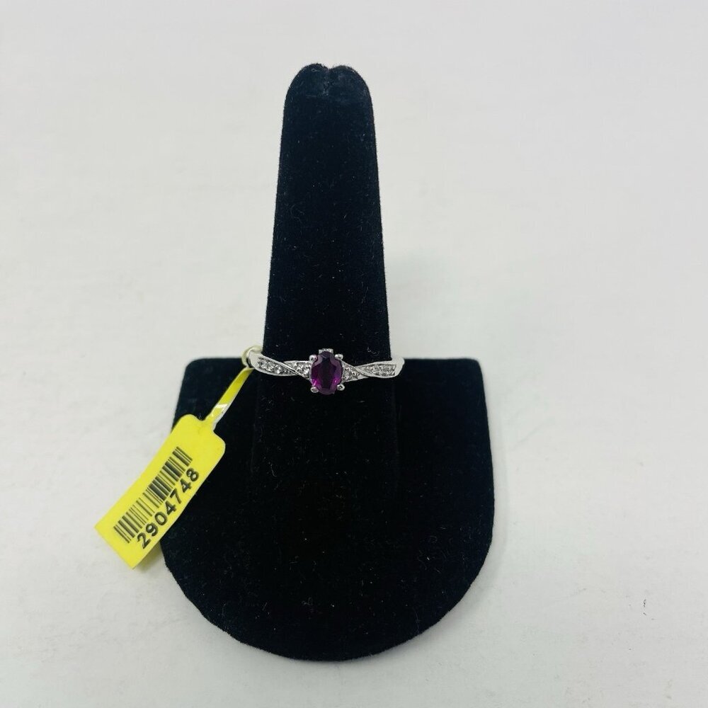 Purple Garnet/Cambodian Zircon Size 10 Platinum Over Sterling Silver Ring 5098